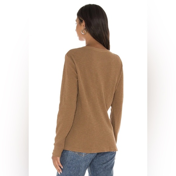 RE/DONE x Hanes Henley Thermal Long Sleeve Tee Natural Tan Brown Small - Picture 3 of 11